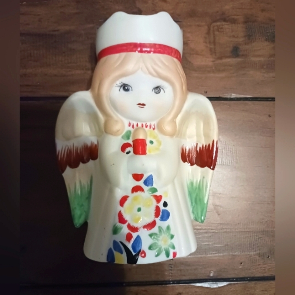 Vintage Ceramic Angel Polish Nordic Candle Holder 70's Antique